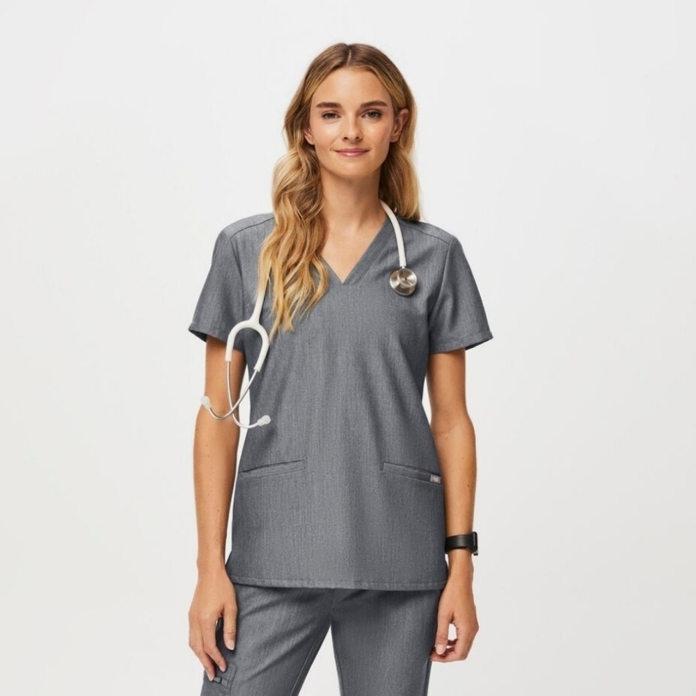 Figs Casma Scrub Top V Neck 3 Pockets Tech Collection in Graphite 5XL
